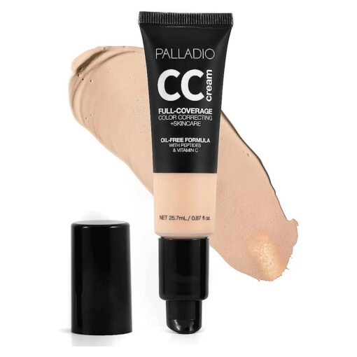 Full-Coverage Color Correction CC Cream, Oil-Free with Peptides & Vitamin C, Best for Correcting Redness and Uneven Skin Tone, Buildable Foundation Coverage ( Fair 10C )