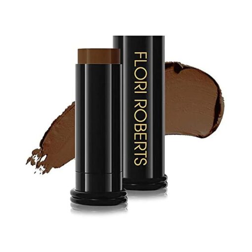 Base Strokes Creme Foundation Stick by Flori Roberts, Full Coverage for Women of Color or Deeper Skin Tones, Long Lasting Makeup, Natural Finish, Complexion Concealer & Corrector