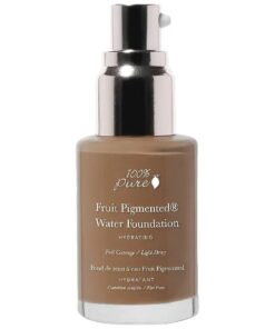 100 % PURE Water Foundation Full Coverage Hydrating Makeup, Light Dewy Finish, Moisturizing Concealer for Normal to Dry Skin - Fruit Pigment Color Warm 7.0 w/Yellow Undertones for Dark Skin - 1 Fl Oz