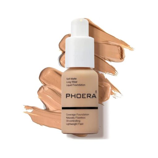 PHOERA Foundation Makeup Naturally Liquid Foundation Full Coverage Mattle Oil-Control Concealer 8 Colors Optional, Great Choice For Gift ( # 104 Buff Beige,30ml )