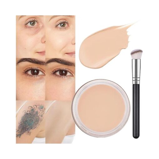 Kaely Pot Concealer Full Coverage Set, under Eye Brightener Concealer for Conceals Dark Circles, Waterproof Foundation Face Makeup Brush Kit, Color Correcting Concealer, Eye Ring corrector de ojeras 02