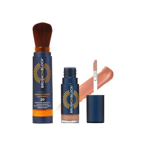 Full Face Sun Protection Kit, Translucent Mineral Powdered Sunscreen & Protective Lip Oil SPF 30, Reef Friendly, FSA HSA Eligible