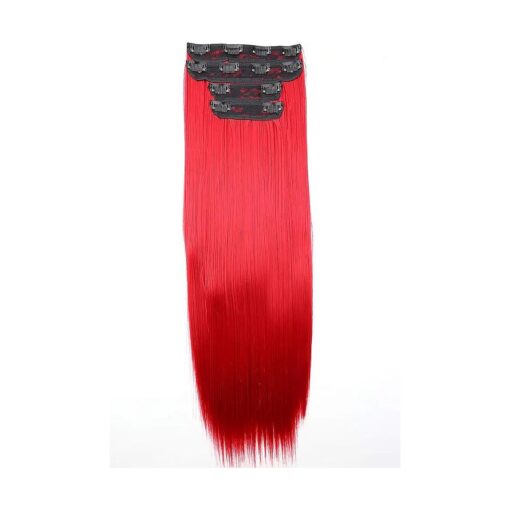 CAISHA XXL 24" 4 pcs Full Head Set Clip in Hair Extensions Hairpiece Heat-Resisting Red CES308