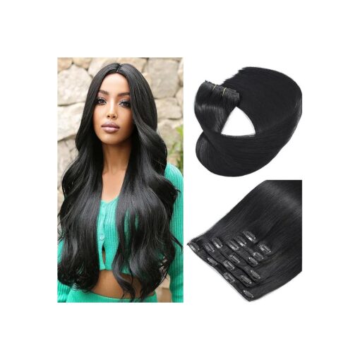 Clip in Hair Extensions Real Human Hair 120g Hair Extensions 7Pc Clip in Human Hair 18 Inch Hair Extensions Real Human Hair Clip in Seamless Clip in Hair Extensions Human Hair for Black women