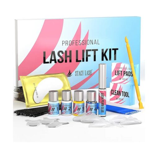 Stacy Lash Lift Kit - Professional Salon Premium Quality Eyelash Perm Curling Lotion & Liquid Full Lifting Set - Eyelash Perming Wave Curling Semi-Permanent