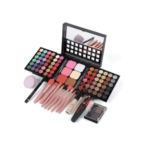 Full Makeup Kit with Applicator - 78 Color Cosmetic Gift Set Include Eyeshadow/Lipstick/Blush/Contour/Concealer, Mascara, Lip Liner, Eyeshadow Primer, Eyebrow Powder, Sponge and 8pcs Makeup Brush