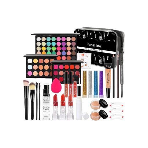 Fenshine All In One Makeup Kit for Women, Full Makeup Gift Set for Beginners, Makeup Essential Starter Bundle Include Eyeshadow Palette Lipstick Eyebrow Pencil Brush Set ( Type C )