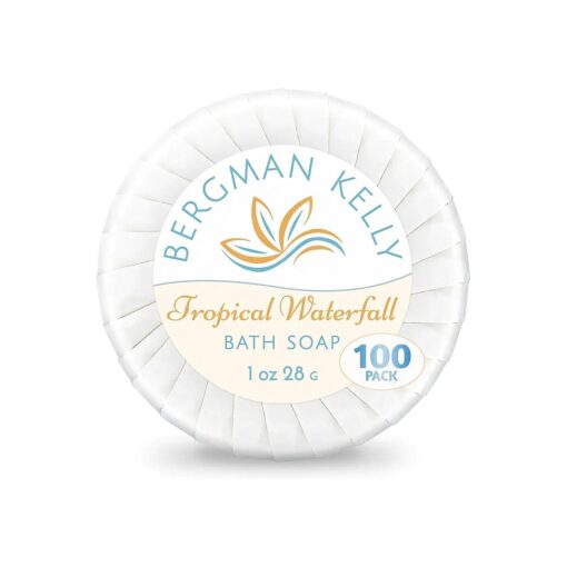 BERGMAN KELLY Hotel Soap Bars in Bulk ( Tropical Waterfall, 1 oz, 100 PK ), Travel Size Cleansing Soap, Small Individually Wrapped Round Soap, Mini Size Toiletries : Airbnb, Motel, Guest Bath