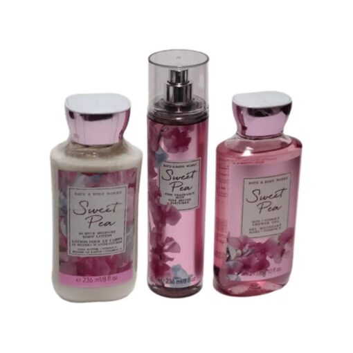 Bath and Body Works Sweet Pea Set, Body Lotion, Shower Gel and Fragrance Mist, Full Size