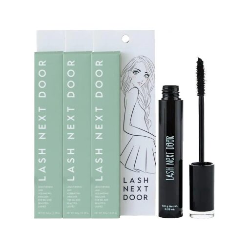 Lash Next Door Water Resistant Mascara Black Volume and Length - No Clump Volumizing Mascara for Thickening and Lengthening - Smudge Proof Lashes by Brooklyn and Bailey ( 3 Pack )