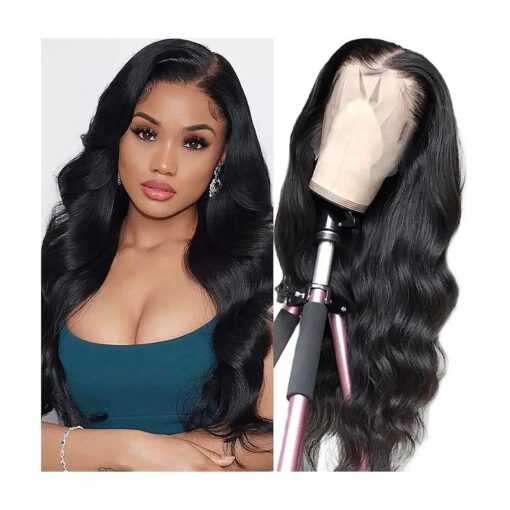 Lace Front Wigs Human Hair Pre Plucked Body Wave 13x4 Lace Frontal Wig with Baby Hair 100 % Human Hair Wigs for Black Women 150 % Denisty Brazilian Real Hair Natural Color ( Body Wave 24Inch )