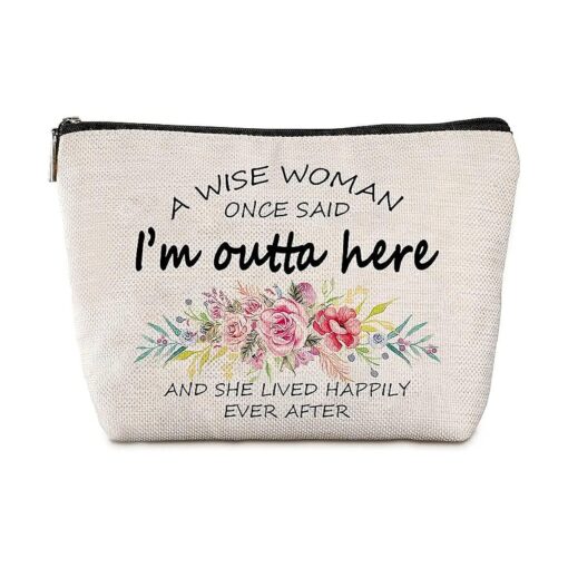 Jw09 Retirement Gifts for Women 2021 Funny Travel Zipper Makeup Bag `` A Wise Woman Once Said" Funny Retirement Gift for Female Teacher Nurse Female Boss Female Colleague