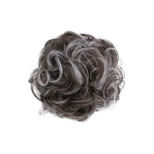 CAISHA Big Hairpiece Scrunchy Updo Bridal Hairstyle curly Messy Bun Brown Gray Mix G25E