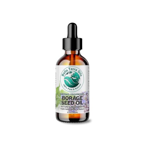 Bella Terra Oils - Borage Seed Oil 2oz - Cold-Pressed Excellence, Rich in Gamma-Linolenic Acid ( GLA ), Vitamins & Minerals, Ideal Nourishing Elixir for Skin