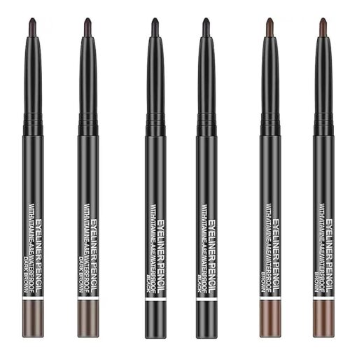 Go Ho Black, Light Brown, Dark Brown Eyeliner Pencils,6 Pack Gel Eye Liner Makeup Pencil, High Pigment Smooth Eyeliner Stick, Soft Easy to Color Eye Liner Pen