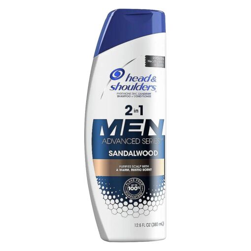 Head and Shoulders Shampoo For Men, Men Advanced Series Sandalwood 2-in-1 Shampoo and Conditioner, 12.8 fl oz, Pack of 6