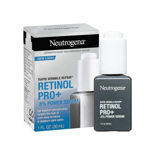 Neutrogena Rapid Wrinkle Repair Retinol Pro+.5 % Power Facial Serum, Gentle Anti-Aging Face Serum with.5 % Pure Retinol & Nourishing Emollients, Non-Comedogenic, Paraben-Free, 1 fl, oz