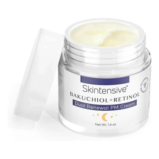 Retinol & Bakuchiol Cream - Anti-Aging Dual Renewal Night Cream - Restorative Collagen Serum with Organic Coconut Oil - Moisturizing, Plant-Based PM Cream for Sensitive Skin