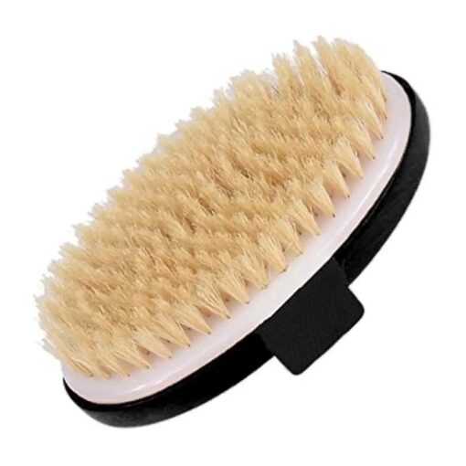 Exfoliating Dry Brush for Wet or Dry Brushing, Body Brush with Natural Bristle, Glowing Skin, Cellulite Treatment, Lymphatic Drainage and Improved Circulation ( Black-Oval )