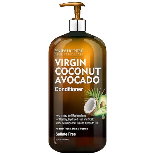 MAJESTIC PURE Avocado Coconut Conditioner - Vitamin Enriched Gentle Hair Conditioner Formula Nourishes Dry & Damaged Hair - for Daily Use, Sulfate Free, for All Hair Types- 16 fl, oz .