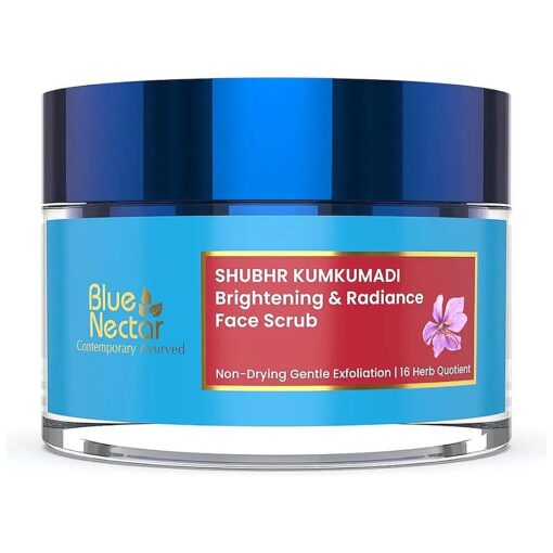 Blue Nectar Tan Removal Cream Scrub for Women & Men | Daily Brightening Facial Scrub for Exfoliation | For All Skin Types | Ayurvedic Kumkumadi Oil Face Exfoliator ( 16 Herbs, 1.7 Fl Oz )