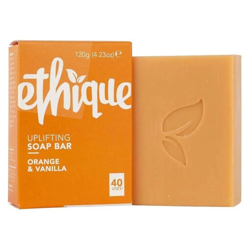 Ethique Uplifting Sweet Orange & Vanilla Soap Bar - Body Wash for All Skin Types - Plastic-Free, Vegan, Cruelty-Free, Eco-Friendly, 4.23 oz ( Pack of 1 )