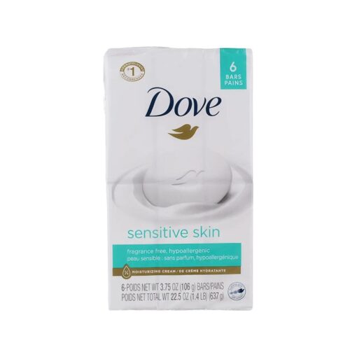 Dove Beauty Bar Gently Cleanses and Nourishes Sensitive Skin Effectively Washes Away Bacteria While Nourishing Your Skin, 3.75 oz, 6 Bars