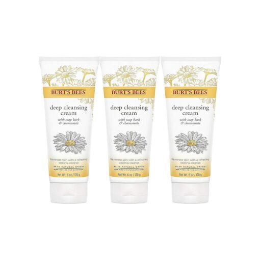 Burt 's Bees Face Wash, Deep Facial Cleansing Cream, All Natural Cleanser with Chamomile, 6 Ounce ( Pack of 3 ) ( Packaging May Vary )