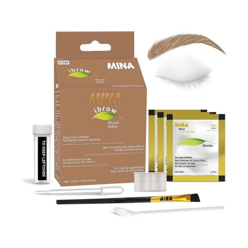 MINA ibrow Hair Color Pack & Coloring tint kit up to 6 week ( Blonde + Brush )