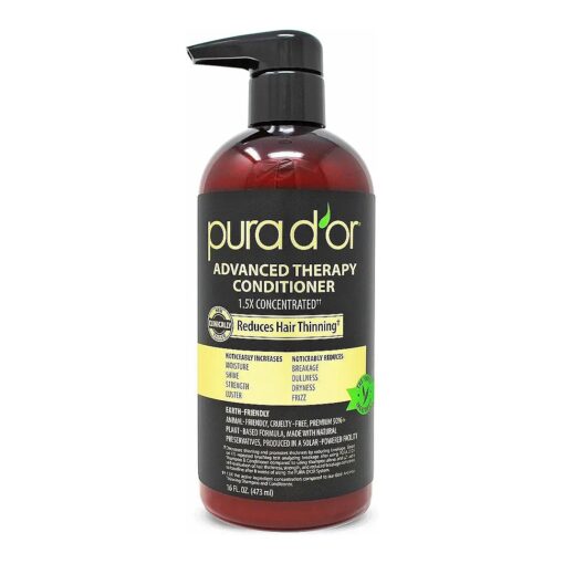 PURA D'OR Advanced Therapy Conditioner ( 16oz ) For Increased Moisture, Strength, Volume & Texture, No Sulfates, Made with Argan Oil & Biotin, All Hair Types, Men & Women ( Packaging May Vary )