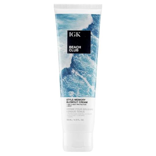 IGK BEACH CLUB Style-Memory Blowout Cream | Volume + Bounce + Heat Protectant | Vegan + Cruelty Free | 4.5 Oz