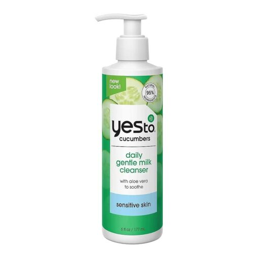 Yes To Cucumbers Gentle Milk Cleanser, 6 Fl Oz, Soothing Face Wash That Wo n't Strip Skin, Formulated with Cucumber, Aloe, Green Tea, and Soy Proteins