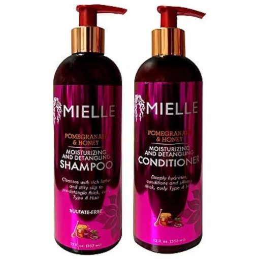 Mielle Pomegranate & Honey Moisturizing/Detangling Shampoo and Conditioner SET ( 12 fl, oz Each )