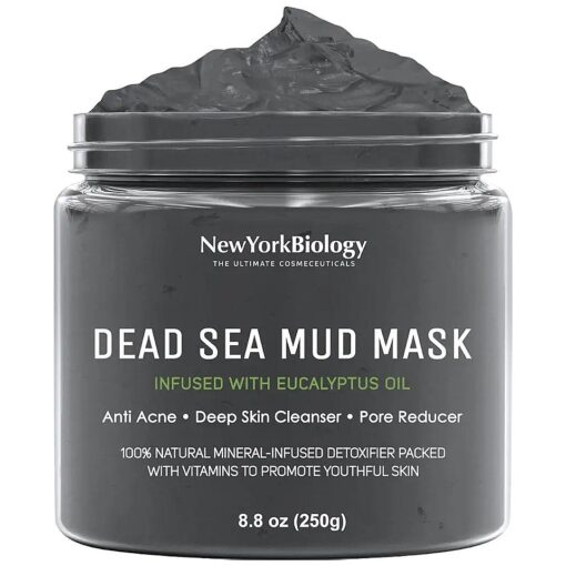 New York Biology Dead Sea Mud Mask for Face and Body Infused with Eucalyptus - Spa Quality Pore Reducer for Acne, Blackheads and Oily Skin - Tightens Skin for A Healthier Complexion - 8.8 oz