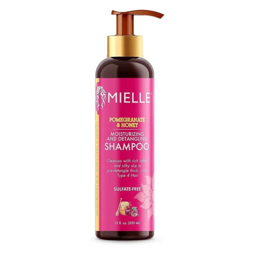 Mielle Organics Pomegranate & Honey Moisturizing and Detangling Shampoo, Hydrating Curl Cleanser For Dry, Damaged Type 4 Hair, Repair, Restore, and Prevent Frizz, 12-Fluid Ounces