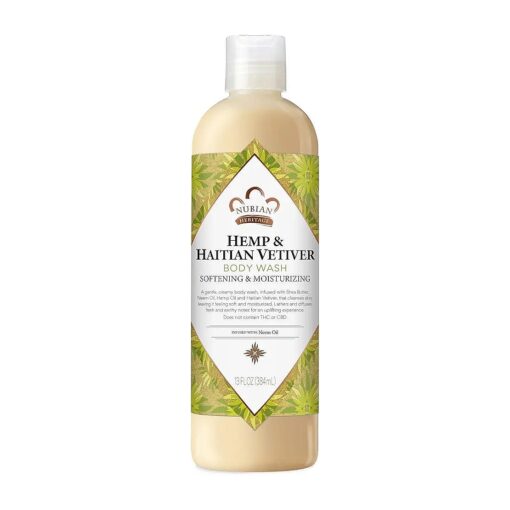 Nubian Heritage Body Wash Indian Hemp & Haitian Vetiver Cleanser for All Skin Types Made with Fair Trade Shea Butter, 13 oz