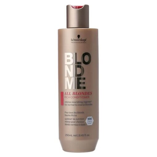 BlondMe All Blondes Rich Conditioner - Nourishing Daily Treatment Strength Elasticity and Shine for Normal to Coarse Color Treated Natural Blonde Hair ml