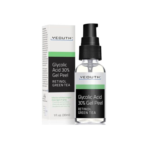 YEOUTH Glycolic Acid Gel for Face, Exfoliating Gel for Face At Home Glycolic Acid 30 % Gel with Retinol, 30 % Glycolic Acid for Visibly Smoother Skin 1oz