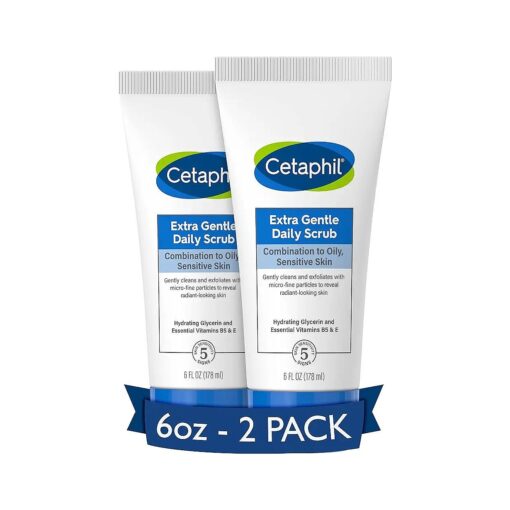 Cetaphil Exfoliating Face Wash, Extra Gentle Daily Face Scrub, Gently Exfoliates & Cleanses, For All Skin Types, Non-Irritating & Hypoallergenic, Suitable For Sensitive Skin, 6 Fl Oz, Pack of 2