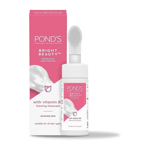 Pond 's Bright Beauty Foaming Brush Facewash for Glowing Skin, Deep Clean Pores, All Skin Types, 150 ml