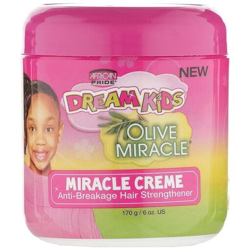 African Pride Dream Kids Olive Miracle Creme Anti-Breakage Hair Strengthener - Helps Strengthen, Condition & Protect Hair, Contains Olive Oil, 6 Oz