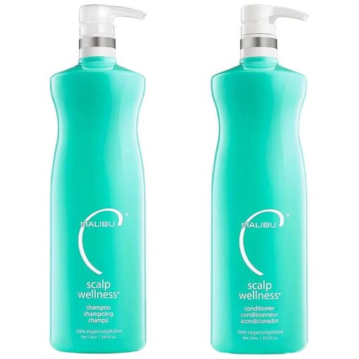 Malibu C Scalp Wellness Shampoo and Conditioner Set - Nourishing and Restorative Scalp Care for All Hair Types - Gentle Enough for Daily Use - Formulated with Plant Proteins and Vitamin C ( 33.8 oz )