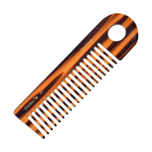 Giorgio G45 Large 6.55 Inch Hair Detangling Comb, Wide Teeth for Thick Curly Wavy Hair, Long Hair Detangler Comb For Wet and Dry, Handmade of Quality Cellulose, Saw-Cut, Hand Polished, Tortoise Shell