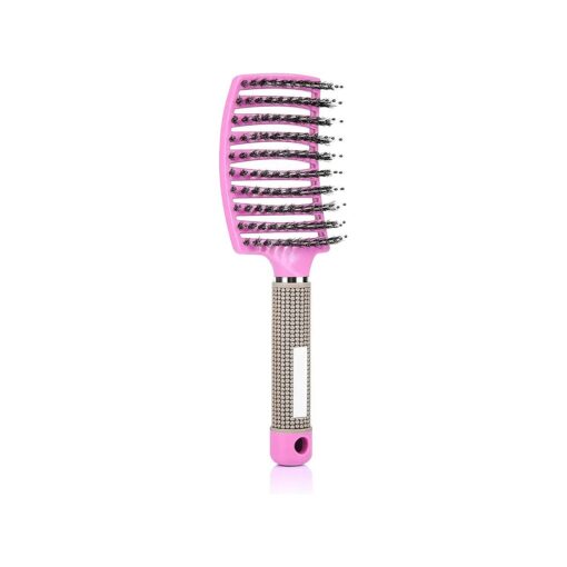 Wet Detangling hair Brush For Women & Kids, Paddle Detangler Brush for Wet & Dry Hair, Curved Vented Hairbrush For Blow Drying, Boar Bristles Hair Brush Make Hair Shiny & Healthier