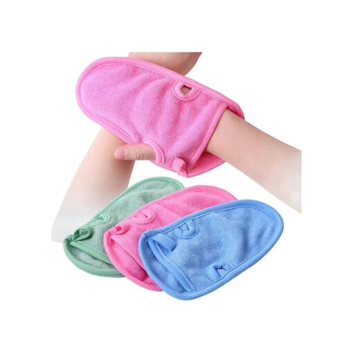 3PCS Adult Bathing Gloves Mitts Shower Bathroom Skin Face Body Wash Massage Loofah Scrub Spa Mitt ( Color Random )