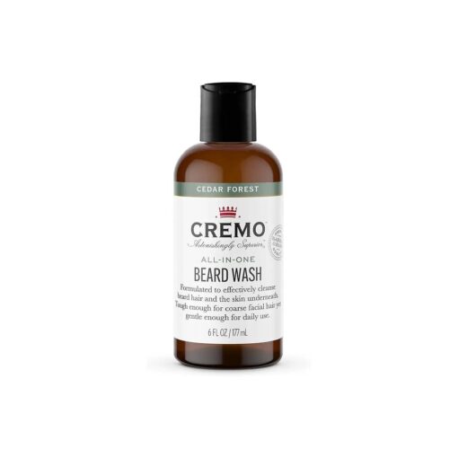 Cremo Cedar Forest All-In-One Beard and Face Wash, Specifically Designed To Clean Coarse Facial Hair, 6 Fluid Oz