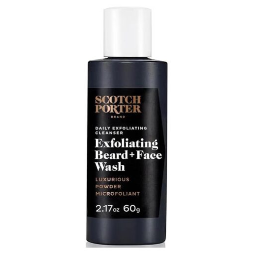 Scotch Porter Exfoliating Beard Wash & Face Cleanser for Men, Travel Friendly | Formulated with Non-Toxic Ingredients, Free of Parabens, Sulfates & Silicones | Vegan | 2.17 oz Bottle