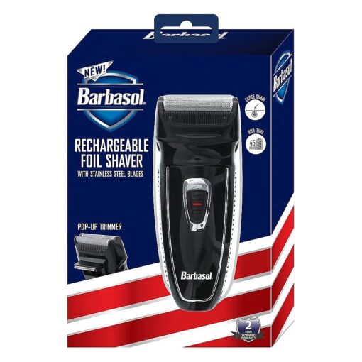 Barbasol Rechargeable Electric Foil Shaver with Stainless Steel Blades and Pop Up Trimmer