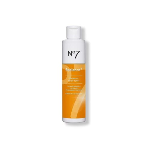 No7 Radiance+ Vitamin C Glow Toner - 2 % Vitamin C Complex Toner with Willow Bark & Aloe Vera - AHA Face Exfoliant Improves Skin Texture - Water Based Face Toner ( 6.7 fl oz )