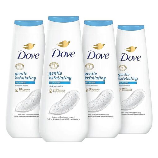 Dove Body Wash Gentle Exfoliating With Sea Minerals 4 Count Instantly Reveals Visibly Smoother Skin Cleanser That Effectively Washes Away Bacteria While Nourishing Your Skin 20 oz